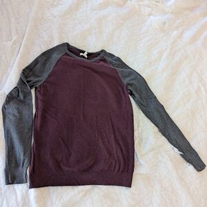 Mens Burgundy and Gray Sweater